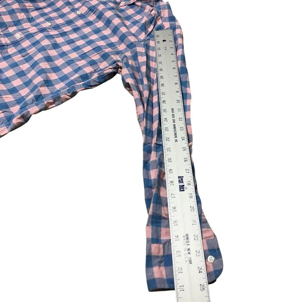 J Crew Shirt Mens M Blue Slim Fit‎ Button Down Plaid Baby Pink Check Colorful - Picture 6 of 9